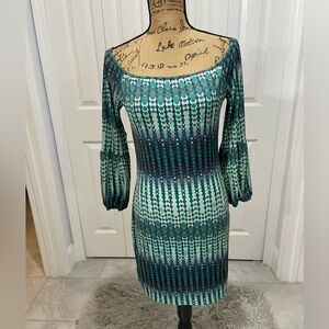 Baby Phat Teal and Purple Long Sleeve Dress